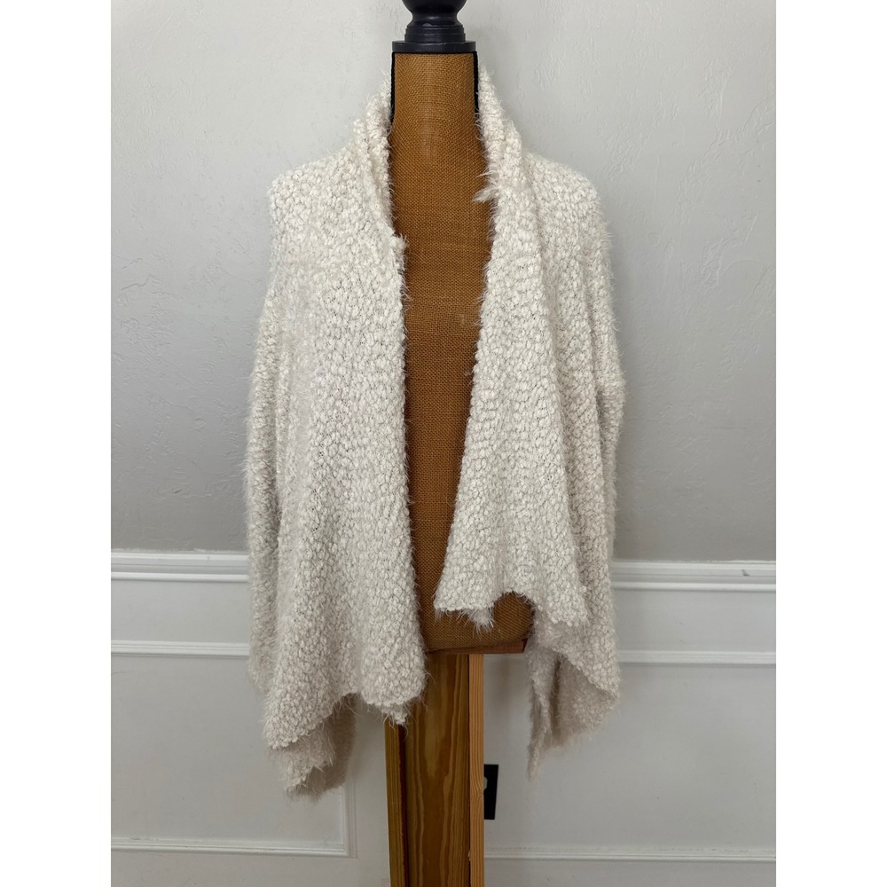 Umgee USA Cream Popcorn Knit Open Front Cardigan Eyelash Sweater Ivory